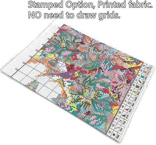 Awesocrafts Point de Croix Kit Complet Estampé, Poisson Estampillé 14CT 2 brins 38×71cm Broderie Point de Croix Imprimé - Nail Gallerys