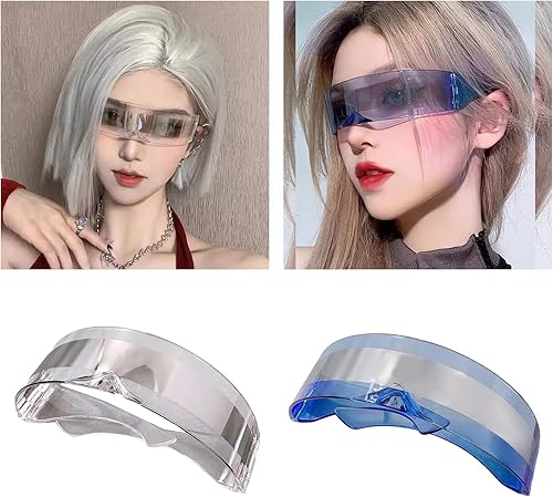 HNsdsvcd Lunettes de soleil tendance futuristes sans monture pour femme et homme Halloween - Nail Gallerys