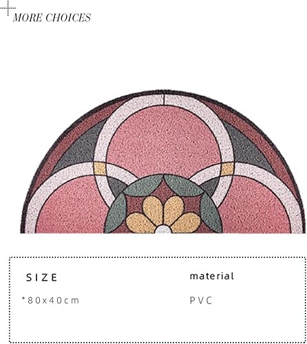 Demi-Rond Tapis de Porte Antidérapant Microfibres de Chenille Absorbant 40 x 80cm Tapis de Douche PVC pour Porte d'entrée - Nail Gallerys