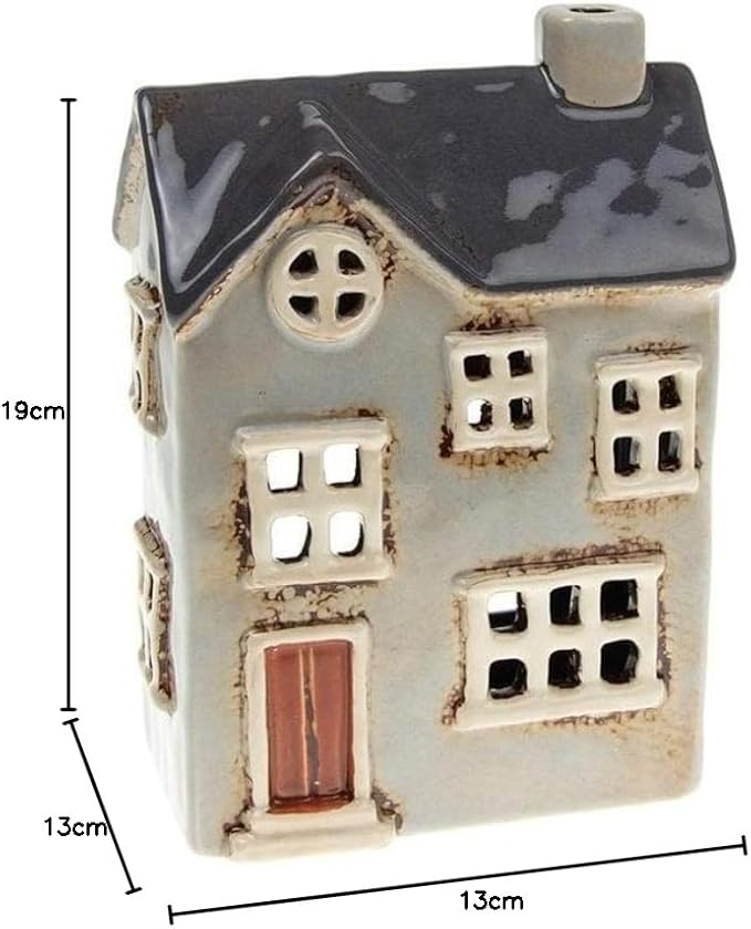 Village Pottery Joe Davies JD310762 Bougeoir pour Bougie Chauffe-Plat Motif Maison de Campagne Gris ple - Nail Gallerys