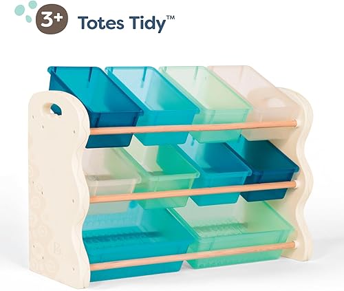B. Spaces - Totes Tidy - Organizateur de Jouets - Meubles de Rangement pour Les Tout-Petits - avec 10 bacs empilables - Ivoire et Menthe - 3 Ans et + - Nail Gallerys