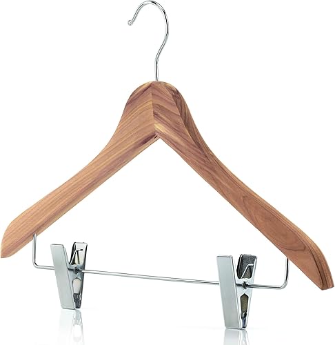Hangerworld Lot de 10 cintres en Bois de cèdre à Pinces pour Tailleurs/Jupes - Nail Gallerys