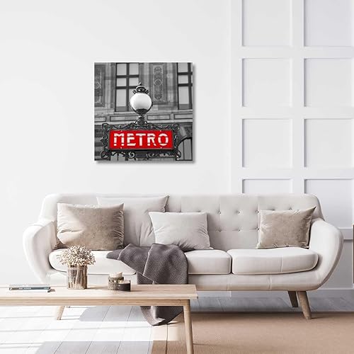 HXA DECO - Tableaux Decoration Murale Photo Image ArtistiqueTableau Photo Noir et Blanc Paris Metro - 50x50 cm - Nail Gallerys