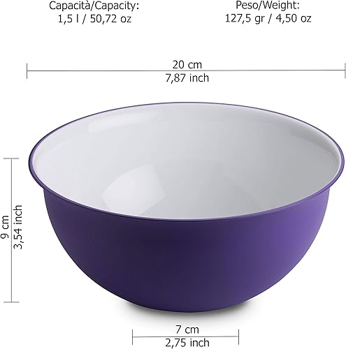 OMADA Design 3 bols antibactériens de 1,5 l, en plastique, incassables, lavables au lave-vaisselle, fabriqués en Italie, ligne Sanaliving - Nail Gallerys
