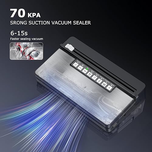 Bonsenkitchen Machine Sous Vide Alimentaire,Appareil de Mise Sous Vide pour les Commercial et Domestique, Modes Humide et Sec, Contrôle Tactile, Pas Besoin d'appuyer - Nail Gallerys