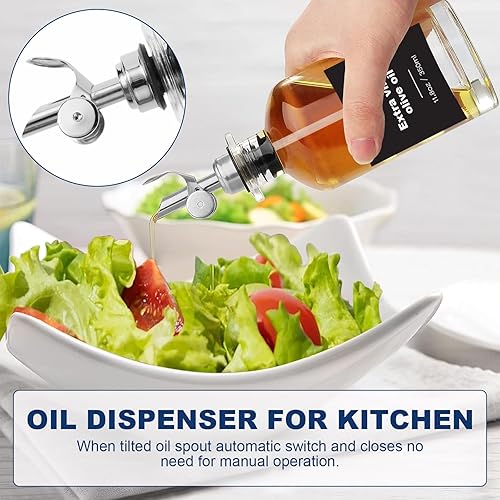 MIFXIN Flacon distributeur d'huile d'olive et pulvérisateur d'huile pour la cuisine, avec bec verseur en silicone et plateau en bambou, distributeur de sirop de café, pour steak, fabrication de - Nail Gallerys