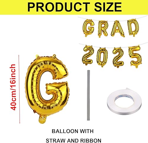 BOXOB Ballon Chiffre 2025 de Diplôme, 40cm Ballons en Aluminium Or Dorés GRAD 2025 pour Fête de Remise des Diplômes Décorations Toile Fond Photomaton Fournitures pour Célébrations Fin D'année - Nail Gallerys