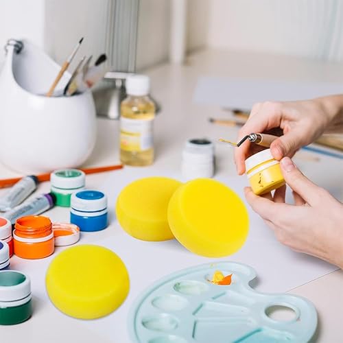 VZUHSW Ensemble de 6 éponges synthétiques Rondes absorbantes pour Loisirs créatifs - Éponges Peinture céramique Aquarelle - Idéales pour l'art - Multifonctionnelles - Nail Gallerys
