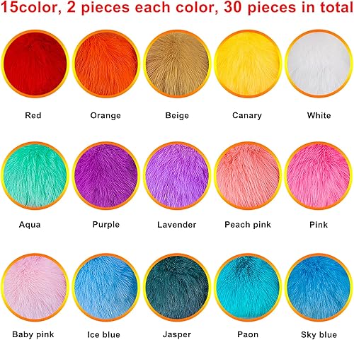 BQTQ 30 Pièces Pompons Fausse Fourrure Balls Pompon Ball Bricolage en Fausse Fourrure Pom Poms Moelleux pour Accessoires de Sac à Gants écharpe Porte-clés, 15 Couleur - Nail Gallerys
