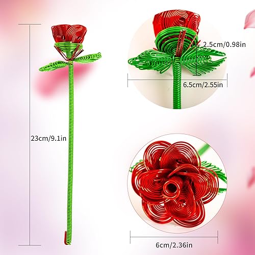 ZffXH Lot de 6 Petites Roses artificielles colorées métalliques en Fil d'aluminium - Roses métalliques durables pour Jardin, cimetière, fête des mères, Noël, Saint-Valentin - Nail Gallerys