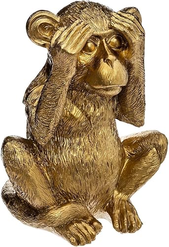 Atmosphera - Set de 3 statuettes Singes Sagesse - résine - doré H17 cm - Nail Gallerys