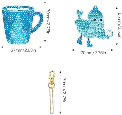 burkfeeg 15 Pièces Porte-Clés de Peinture Diamant de Noël, 5d Diamond Painting Pendentif Flocon, Peinture Diamant Hibou Diy Adapté à La Décoration de Noël - Nail Gallerys