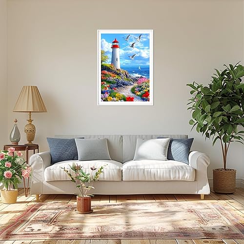 MAXBYE Fleurs Diamond Painting Kits pour Adulte, 5D Bord de Mer Diamond Art Kits Complet DIY Full Drill Artisanat Cristal Kit pour Débutant, Diamant Arts Crafts Maison Décor 30X40cm - Nail Gallerys