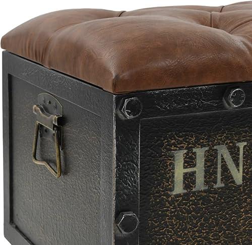 vidaXL Banc de Rangement Bois Massif et Cuir Artificiel Banquette Maison - Nail Gallerys