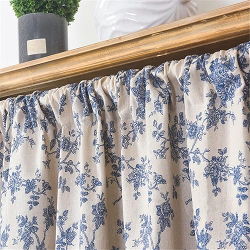 ACMHNC Cantonnière Rideau Court Deco pour Petite Fenêtre, Rideau de Cuisine à Motifs de Fleurs Style Maison de Campagne Vintage Rideau Brise-Bise en Coton et Lin 1 Pièce (150cm x 45cm /59'*18') - Nail Gallerys