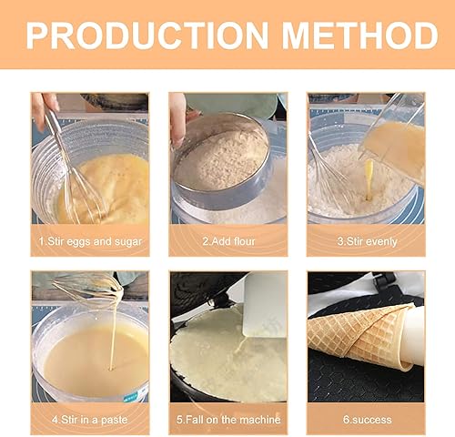 Gaufrier à Cornets de Glace, Machine Manuelle de Cône de Gaufre de Crème Glacée de Forme Ronde de Ménage de Machine de Rouleau d'Oeufs Moule de Cuisson Antiadhésif - Nail Gallerys