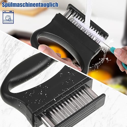WUISOLQP Attendrisseur de viande Steaker - Steaker amovible pour viande - Avec brosse de nettoyage et 48 lames d'aiguille ultra tranchantes en acier inoxydable - Pour tendre le bœuf, le poulet, le - Nail Gallerys