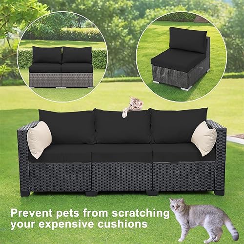 Housse De Coussin Exterieur Extensibles pour Salon De Jardin, Couleur Unie Housses de Coussin de Siège, 1/2/3 Places Protection de Siège pour Jardin Terrasse (Rouge,3PC Length 100-125cm) - Nail Gallerys