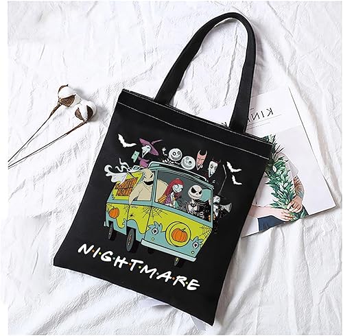 FOTAP Sac fourre-tout Nightmare Christmas Merch Jack Skellington Sally Halloween Inspire Cadeau de fête d'Halloween Cadeau de saison effrayante - Nail Gallerys