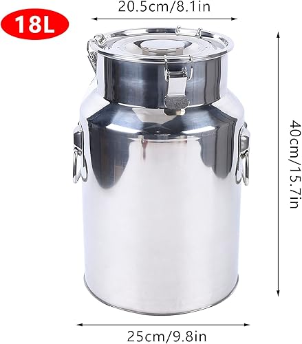 Pichet à lait en acier inoxydable 14/18/22/28 l - Pour le stockage de l'eau, du lait, du vin, du fromage, de la crème, de la farine, de l'huile, du ghee et des aliments secs (18 l) - Nail Gallerys