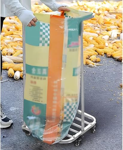Zfmnoyev Support De Sac À Grain avec Roues, Porte - Feuilles Poubelle Réglable en Hauteur, Porte - Sac Poubelle Mobile, pour Le Camping, Le Désherbage De La Cour, Le Feuillage du Jardin - Nail Gallerys