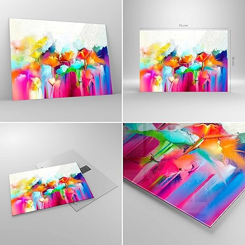 Moderne Impression sur Verre 100x70cm Image Tableau en Verre Decoration Murale fleurs prairie été Grand Tableaux Decoratifs Muraux Chambre Cuisine Horizontal Deco Cadre Salon Art Wall GAA100x70-4095 - Nail Gallerys