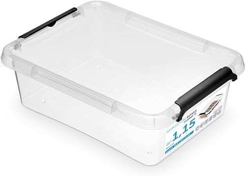 Pullmer Lot de 4 boîtes de rangement empilables en plastique avec couvercle, 4,5 l, 29 x 20 x 12 cm - Nail Gallerys