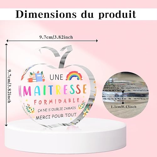 fuakUip Cadeau Maitresse D'école,Cadeau Maitresse,Cadeaux Maitresse D'école Fin D'année,Cadeaux Atsem Maternelle,Merci Plaque Acrylique - Nail Gallerys