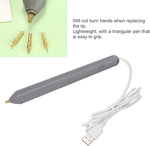 Fockety Stylo à Feuille Thermique, Stylo à Feuille Chaude alimenté par USB avec 4 Tailles de Pointes Métalliques, Stylo à Dessin pour la Fabrication de Cartes, Outil de Scrapbooking - Nail Gallerys
