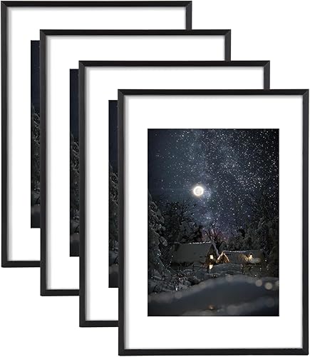 CYEER Lot de 4 cadres photo A3 noirs - 29,7 x 42 cm - Cadre DIN A3 - Cadre photo pour photos, affiches, puzzles - Nail Gallerys