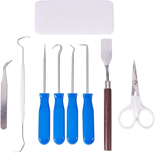 BENECREAT 9PCS Ensembles D'outils de Désherbage en Vinyle, Outils de Ponçage en Acier Inoxydable avec Lettrage, Ciseaux Brucelles Scraper Spatule pour Silhouettes, HTV, Camées et Lettrage - Nail Gallerys