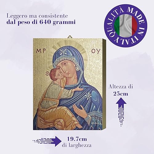 Fratelli Bonella | Icône sacré de la Vierge de la Teneresse en Surveillance de chêne - 19,7 x 25 cm - Nail Gallerys