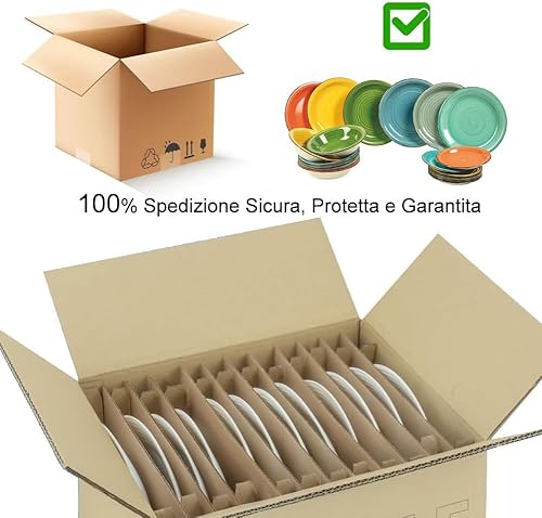 Shally Dogan Service d'assiettes pour 6 personnes en céramique multicolore, lot de 18 pièces servi de table colorée en grès cérame, assiette, assiette, fruits ou sucrés, accessoires de cuisine design - Nail Gallerys