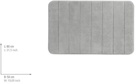 WENKO Tapis de Bain Memory Foam Stripes, Gris Clair - Tapis de Bain, antidérapant, qualité très Douce avec Rembourrage en Mousse Memory, Polyester, 50 x 80 cm, Gris Clair - Nail Gallerys