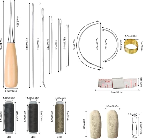28 Pièces Couture En Cuir Kit, Diy Outils De Travail Du Cuir Avec Cuir Fil, AlèNe, Aiguille, Trombone Etc., Outils D'Artisanat En Cuir Pour Couper Le PoinçOnnage, La Couture Du Cuir Et Le Bricolage - Nail Gallerys