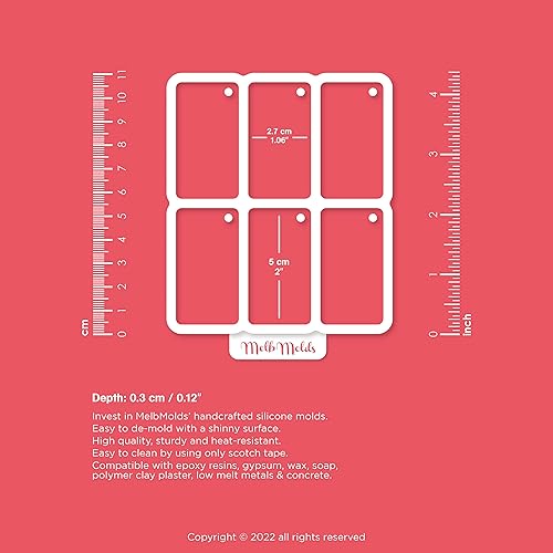 MelbMolds Moule en silicone pour résine époxy en forme de rectangle - Créez des porte-clés rectangulaires de style standard, des étiquettes pour animaux de compagnie et des bijoux DIY - Nail Gallerys