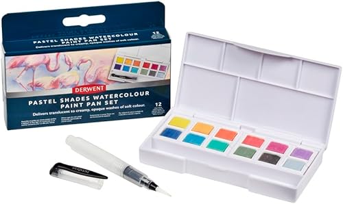 Derwent Pastel Shades - Palette de Peintures Aquarelles avec 12 Demi-Godets de Peinture, Idéale pour la Peinture style Gouache, Qualité Professionnelle, Format Voyage, 2306247 - Nail Gallerys