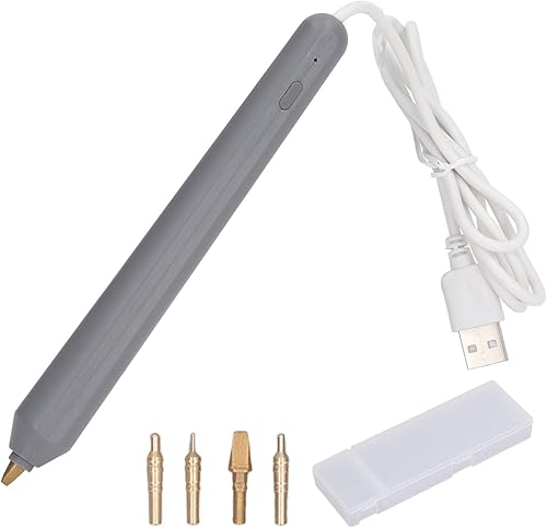 Fockety Stylo à Feuille Thermique, Stylo à Feuille Chaude alimenté par USB avec 4 Tailles de Pointes Métalliques, Stylo à Dessin pour la Fabrication de Cartes, Outil de Scrapbooking - Nail Gallerys