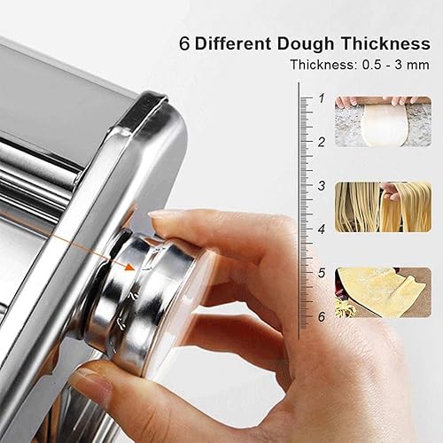 Machine à pâtes manuelle en acier inoxydable pour pâtes spaghetti, Appareil Pate Fraiche,nettoyage et utilisation facile, roue de poche à pâte avec poignée en bois (20*18.5*13.5cm (type argent fendu)) - Nail Gallerys