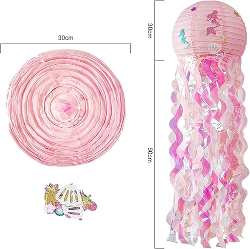 Woyejo Lanterne Méduse, 4 Pièces Lanternes en Papier Sirène pour Anniversaire Lanternes en Papier de Méduses pour Maison Décoration d'anniversaire sur Le Thème de L'océan Mariage Fête sous la Mer - Nail Gallerys
