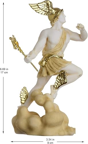 BeautifulGreekStatues Hermes Mercure Dieu Zeus Fils Statue Romaine Albâtre Ton Or 17 cm - Nail Gallerys
