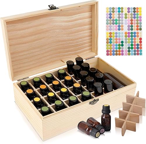 WEGREAT Boîte de Rangement en Bois pour Huiles Essentielles - 32 Fentes pour Parfums et Petits Objets - Nail Gallerys