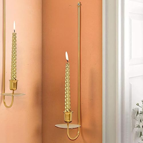 Applique Murale Bougie - Décoration Porte-Bougie | Bougeoir d'art Mural | 2 Appliques Décoratives, Bougeoirs en Métal Doré pour Salon, Mariage - Nail Gallerys