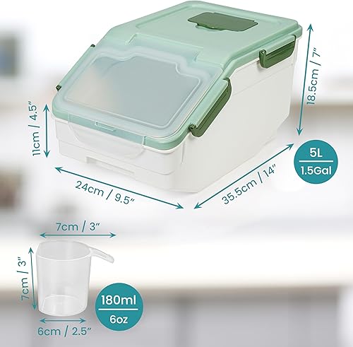 BELLE VOUS Boite de Conservation Alimentaire Plastique - Boite de Rangement Cuisine 5 litres - Gobelet Doseur et Couvercle Hermétique - Bac de Rangement Pomme de Terre et Céréales - Nail Gallerys