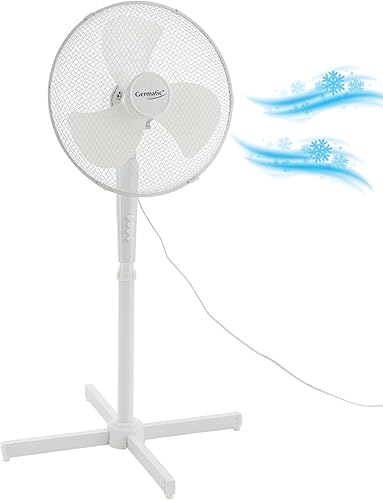 BURI Lot de 6 ventilateurs sur pied silencieux - 57 dB - Hauteur réglable de 105 à 122 cm - 3 niveaux - Oscillation à 80 ° - Diamètre : 40 cm - Économie d'énergie - Angle d'inclinaison réglable - Nail Gallerys