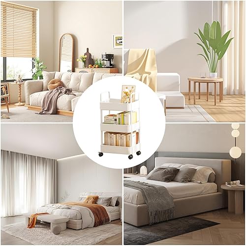 Elinrat Chariot Utilitaire sur Roues - Chariot de Rangement - Support de Rangement sur Roues, Support de Stockage de Livres Multicouche sur Pied, Support de Stockage Roulant pour collations et Jouets - Nail Gallerys