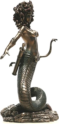 Statue Gorgon Medusa Nue Femme Serpents Cheveux Sculpture Finition Bronze 22 cm - Nail Gallerys