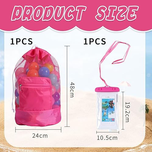 1 Sac À Dos en Maille, 1 Sac De Téléphone Étanche, Sac De Jouets De Plage, Sac De Rangement De Vêtements, Sac À Dos À Cordon, Sac De Plage Portable, Sac De Voyage De Plage - Nail Gallerys