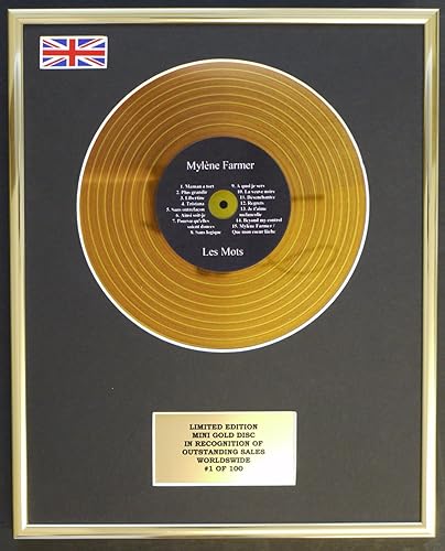 Everythingcollectible Mylene Farmer/Mini Gold Disc Display/ÉDITION LIMITÉE/COA/Les Mots - Nail Gallerys
