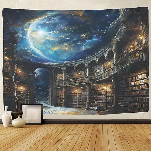 DHBANEIOK étagères de livres 3D Effet Tapisserie Art Mural Tapisserie Murales Tapisserie Murale Tissu Pour Chambre Salon Collège Dortoir Tenture Murale 150cmx200cm - Nail Gallerys